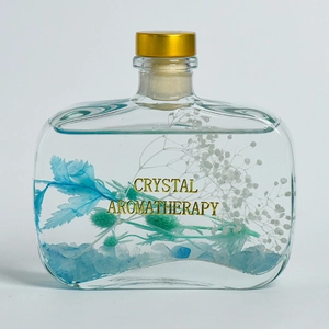 Crystal aromatherapy bottle with blue dried flowers and glass bottle for car and home decor