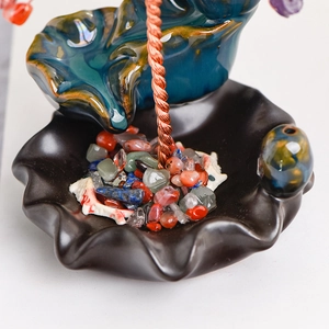 Colorful crystal tree with natural stones and ceramic lotus base for desk decoration