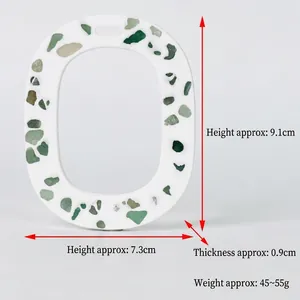 Letter O plaster scent stone with green mineral stones, dimensions 9.1x7.3x0.9cm