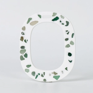 Green terrazzo letter O scented plaster hanging ornament for closet and car decor
