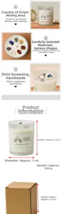 Frosted glass jar scented candle with natural gemstones and kraft gift box dimensions