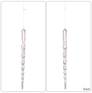 Detailed view of clear acrylic spiral icicle pendant for Christmas tree decoration