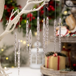 Clear acrylic icicle ornaments with spiral design for Christmas tree decoration