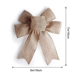 Rustic Burlap Bow Knot Decoration Faux Linen Ribbon For Christmas Tree Wreath Wedding Party DIY Craft Home Holiday Ornament