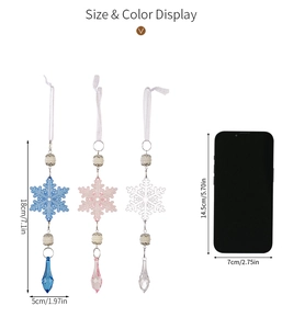 Detalle de dimensiones de adornos de copos de nieve de acrílico de 18cm con perlas