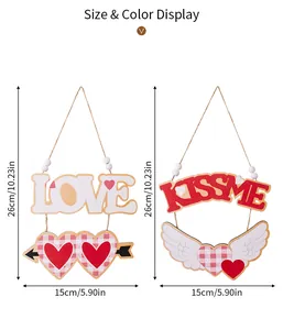 Tableau des tailles pour décorations en bois Saint-Valentin styles LOVE et KISS ME