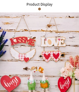 Décorations suspendues en bois pour la Saint-Valentin avec motifs KISS ME et LOVE