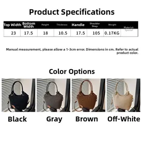 Detailed size chart showing dimensions and weight for this stylish women's bucket bag