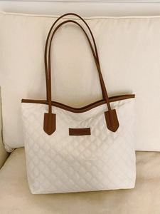 Fashion Rhombus Quilted Large Capacity Women Tote Bag PU Leather Casual Shoulder Bag Urban Minimalist Commute School Handbag