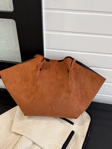 Large Capacity Tote Bag Corduroy Suede Texture Simple Korean Style Shoulder Bag For Women Daily Casual Handbag