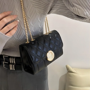 Sac Bandoulière Élégant Femme Cuir PU Matelassé Chaîne Dorée Petit Sac Carré Pour Quotidien Fête Sac À Main Mode