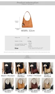 Spécifications détaillées d'un sac hobo rétro en daim avec options de couleurs