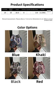 Size chart and color selection for ethnic canvas bucket bag with tassel details