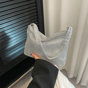 Bolso de Hombro de Lujo para Mujer con Malla de Strass Bolso Hobo con Cristales Brillantes para Boda Fiesta de Noche