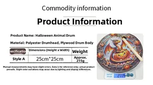 Détail d'un tambour d'Halloween avec peau en polyester et corps en contreplaqué