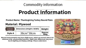 Detail of 38cm wooden Thanksgiving turkey door plaque showing 380g weight and print quality