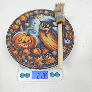 Λήψη macro του σαμανικού τυμπάνου Halloween 213,5g με σχέδια φαντασμάτων και κολοκύθας
