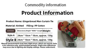 Detailed size specifications for gingerbread man curtain buckle with knitted texture