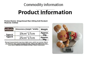 Detailed size and weight measurement of the knitted Gingerbread Man Christmas doll