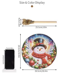 Guide des tailles pour tambour chamanique de Noël avec bonhomme de neige et maillet