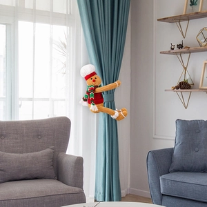 Gingerbread man curtain buckle with chef hat and scarf for Christmas home decor