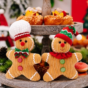 Creative knitted gingerbread man plush ornaments for Christmas tree and party decoration