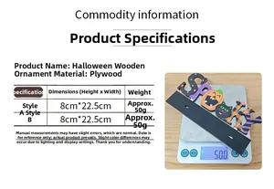 Dettaglio decorazione Halloween in legno spooky dimensioni 8x22.5cm e peso 50g