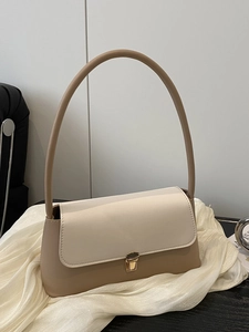 Sac à Épaule Femme Bloc de Couleur Cuir PU Chic Serrure Métallique Rabat Sac Sous le Bras Mode Navettage Sac à Main
