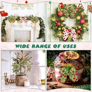 Multiple uses of Christmas polka dot glitter ribbons for trees wreaths and gifts