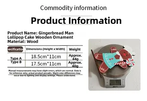 Detailed size specifications for gingerbread man wooden cake topper with weight and material