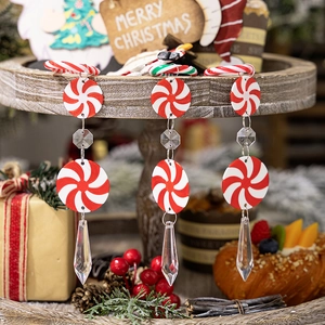 Spiral Swirl Candy Icicle Pendants Christmas Tree Decorations Hanging Ornaments PVC Acrylic Red White For Holiday Party Decor