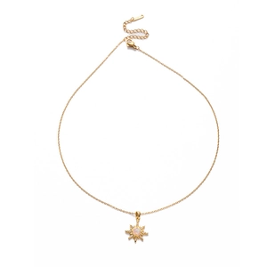 Elegant gold sunflower pendant necklace with iridescent opal and sparkling zircon accents
