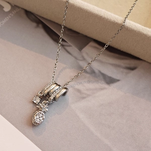 Exquisite silver pineapple pendant necklace with sparkling micro-pave crystals for women