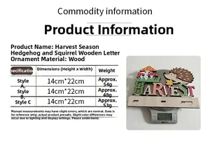 Detail showing Harvest wood hedgehog decor on scale with dimensions and weight info