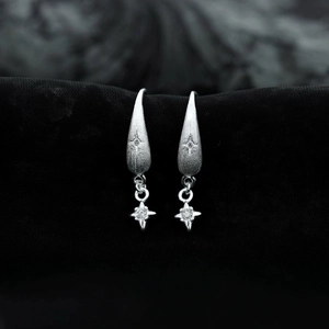 Orecchini A Goccia In Rame Goccia Opaca Stella A Quattro Punte Strass Elegante Stile Coreano Per Donne