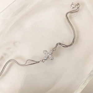 Double Layer Cross Bracelet For Women Copper With Zircon Korean Style Minimalist Light Luxury Daily Jewelry Gift