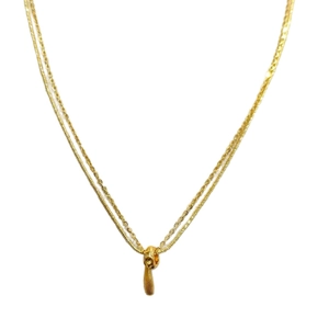 Collier double couche doré de style français avec pendentifs cercle et goutte d'eau