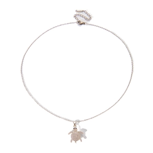 Gold stainless steel necklace with sparkling crystal encrusted sea turtle pendant