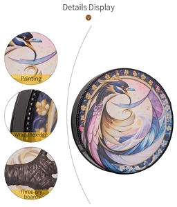 Detailed display of vibrant bird art printing and wrap edge craftsmanship on wood drum