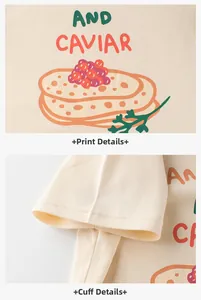 Détail de l'imprimé et des coutures plates sur le t-shirt en coton pour enfants