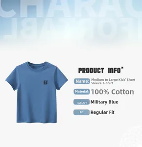 Product info for army blue cotton short sleeve t-shirt showing detailed specs and fit