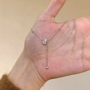 Waterdrop Pear Pendant Y-Shaped Necklace With Beads Tassel Copper Brass Elegant Clavicle Chain For Women Fashion Jewelry
