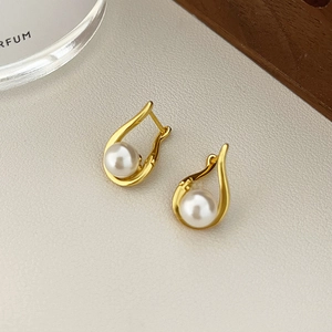 Orecchini Di Künstliche Perle Geometrici A Goccia D'acqua Elegante Rame Placcato Oro Gioielli Minimalisti Per Donne
