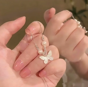 Collana Di Künstliche Perle Farfalla Stile Francese Vintage Catena Di Clavicola In Metallo Rame Gioielli Eleganti Per Donna