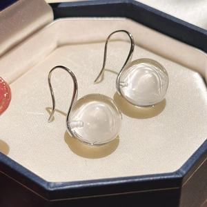French Style Elegant Copper Drop Earrings With Clear Round Crystal And Cubic Zirconia Minimalist Fashion Jewelry For Women