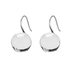 Elegant French style clear crystal ball drop earrings with minimalist silver hooks for women