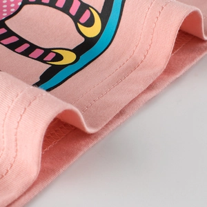Canotta in cotone rosa per bambine con stampa a cartoni animati e cuciture di qualità