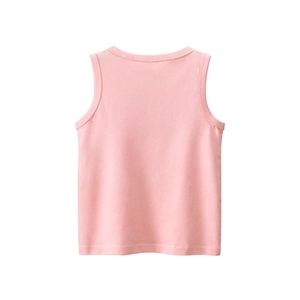 Gilet smanicato minimalista in cotone rosa per bambine con vista posteriore pulita