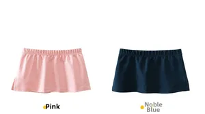 Detailed view of pink and navy blue elastic waistband cotton skirts for girls