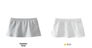 Girl's skirt extender set in grey and off-white with elastic waist and side slit details